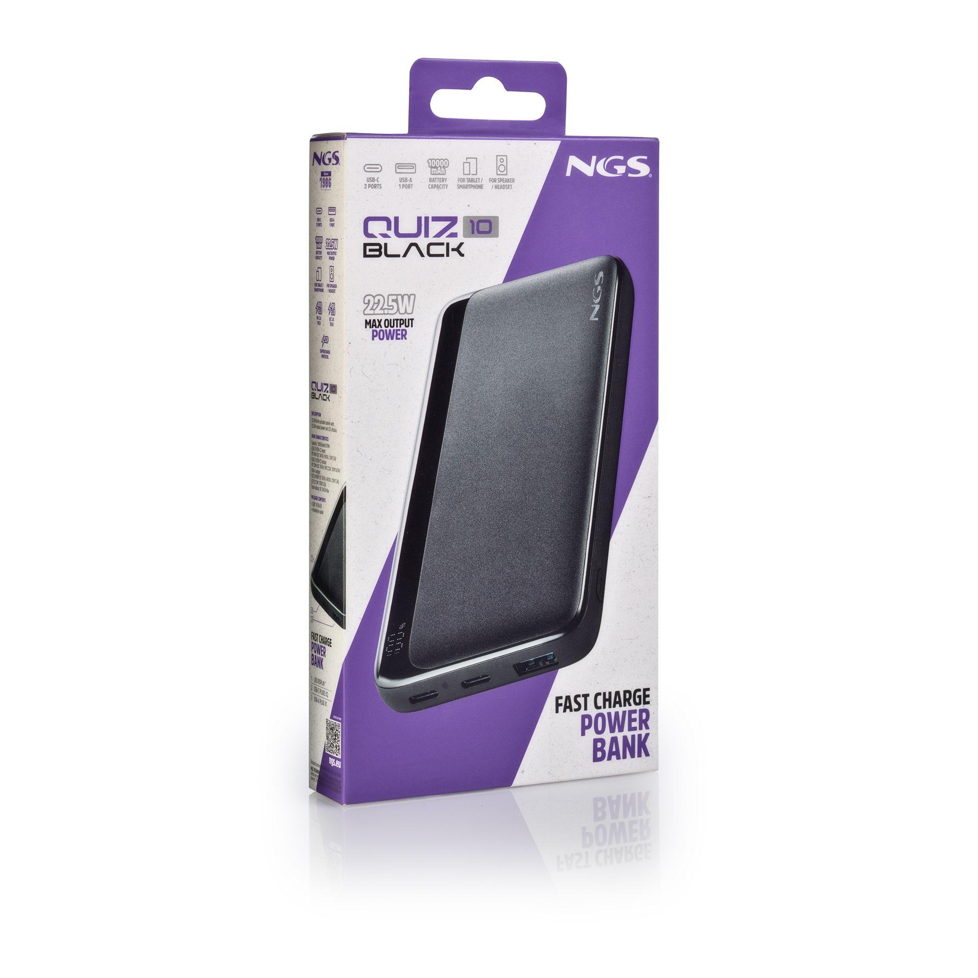 Bateria Externa NGS QUIZ 10 (10000 mAh - USB Type-C - Preto) — miniatura 4