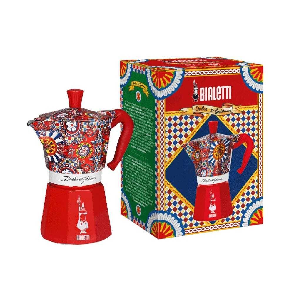 Cafeteira Italiana BIALETTI Moka Express Dolce&Gabbana (Altura 15 cm - Vermelho, Azul e Branco)