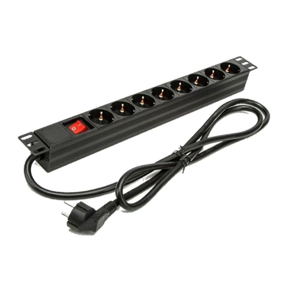 Régua de Tomadas para Bastidor PHASAK BNS 1518 (19" - 1U - 8 Tomadas Schuko - Preto)