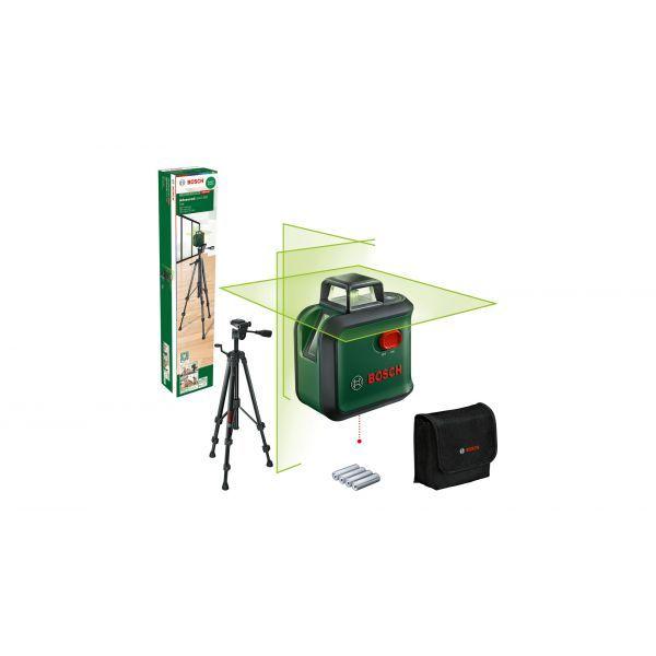 Nível Laser de Linhas Cruzadas BOSCH AdvancedLevel 360 Set (Preto e Verde)