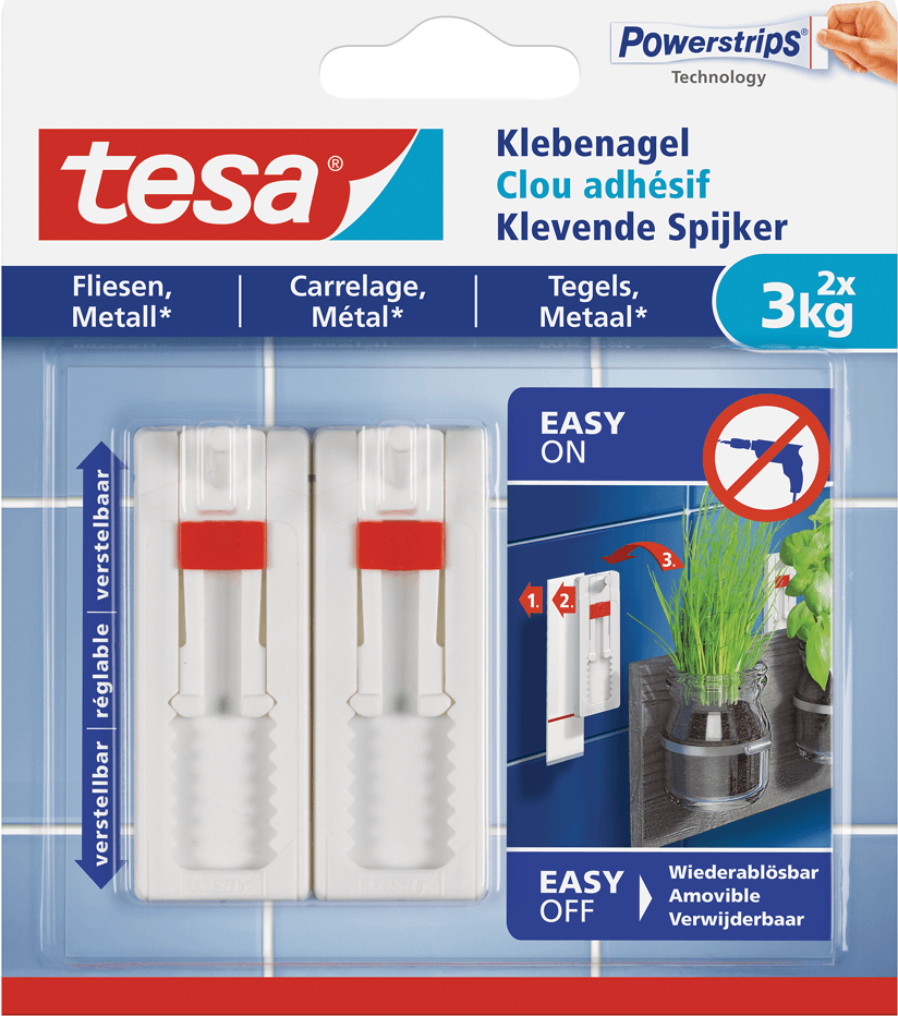 Prego Adesivo Ajustável TESA 77764-00000-00 (Branco)