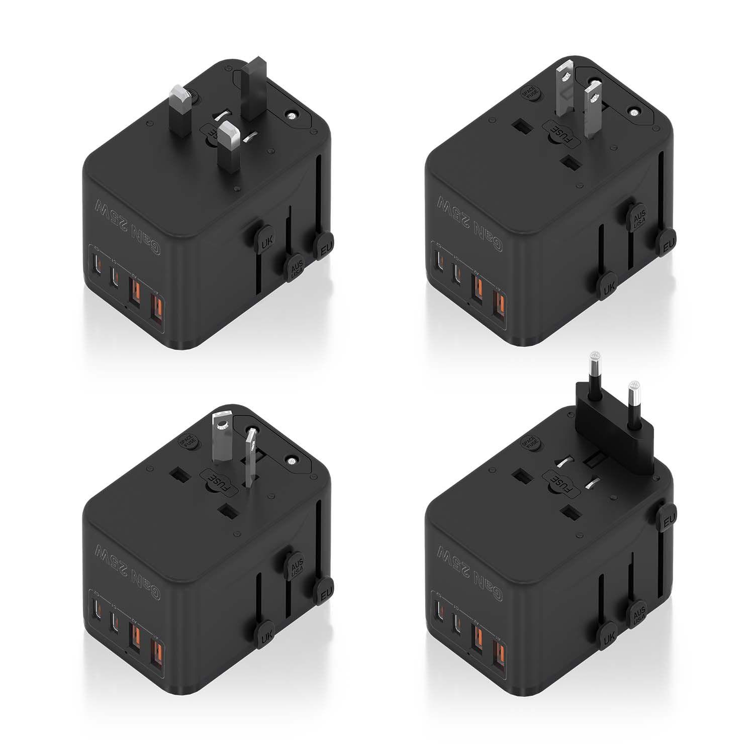 Adaptador de Viagem Universal AISENS ASPS-2A2C08-BK (2500 W - 25 W - Preto), miniatura 4