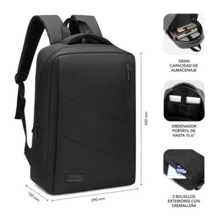 Mochila para Portátil SUBBLIM City Backpack (15,6" - Porta USB - Preto), miniatura 3