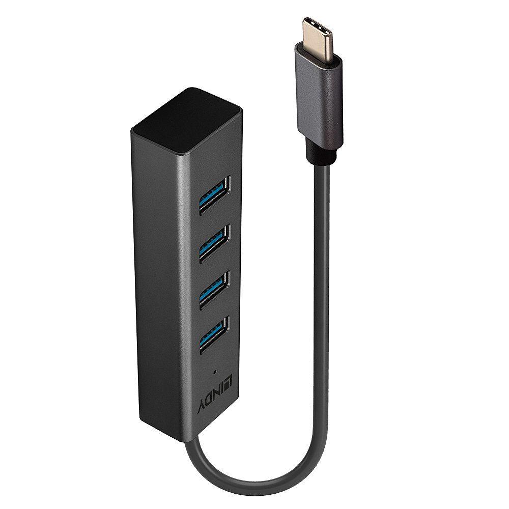 Hub USB-C LINDY 43325 (0,3 m - USB 3.2 Gen 1 Type-A - USB 3.2 Gen 1 Type-C - Cinzento)