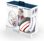 Headset Gaming GEMBIRD MHS-03-WTRDBK (Binaural - Com fios - Circum-aural - Branco com Aro Vermelho)
