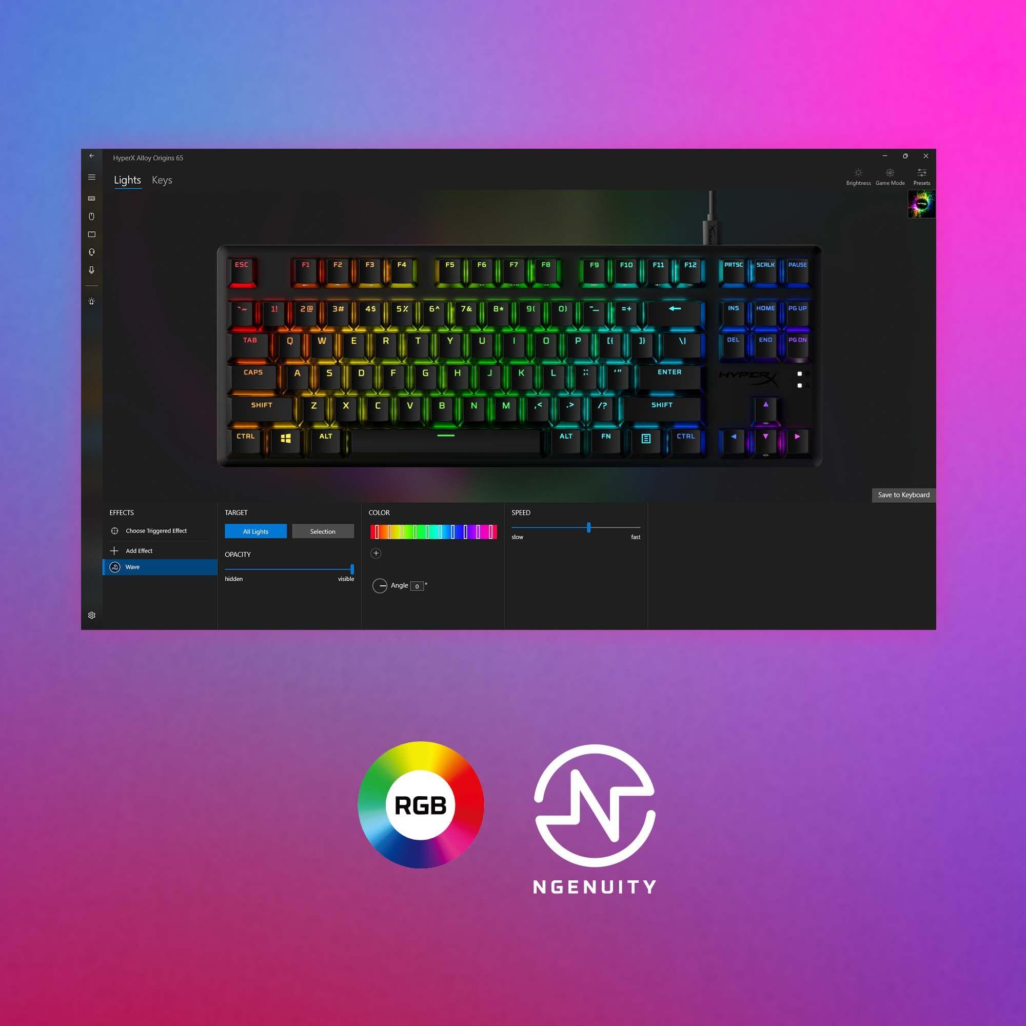 Teclado HYPERX Alloy Origins Core PBT (US - HyperX Blue - USB - Preto) — miniatura 5