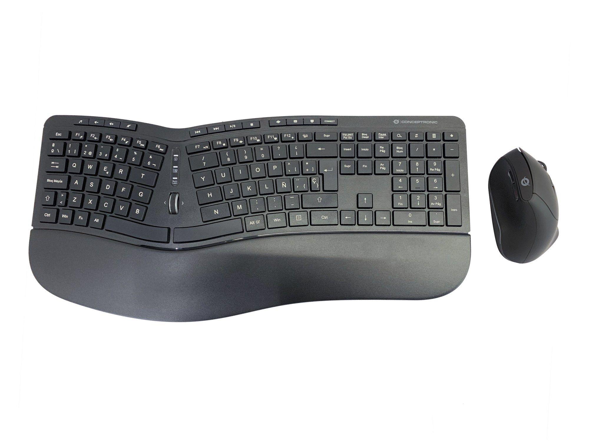 Conjunto de Teclado e Rato CONCEPTRONIC ORAZIO02ES (Espanhol - Tamanho completo - RF Wireless - Preto)