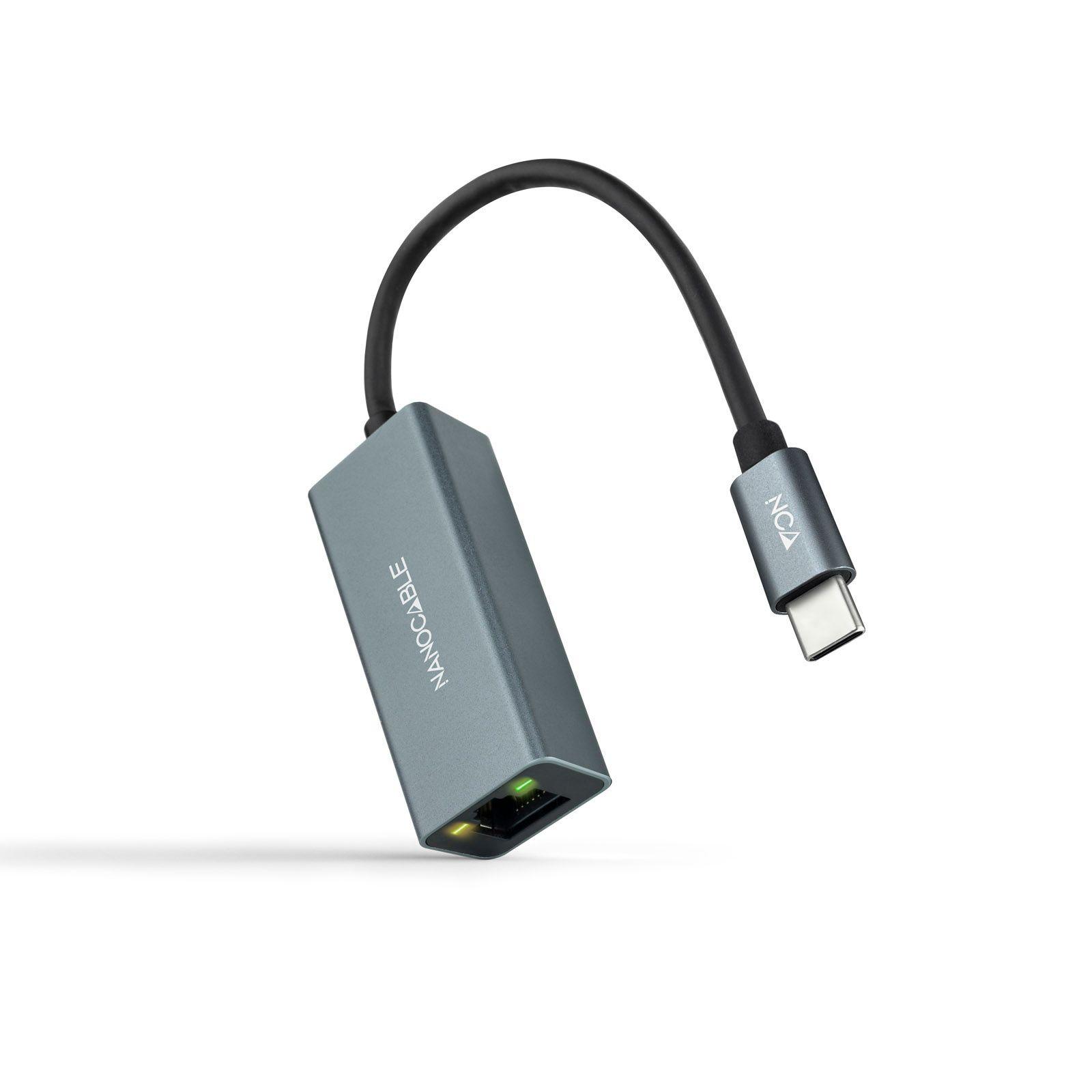 Adaptador USB-C para Ethernet NANOCABLE 10.03.0406 (USB Type-C - 1000 Mbit/s - Cinzento)