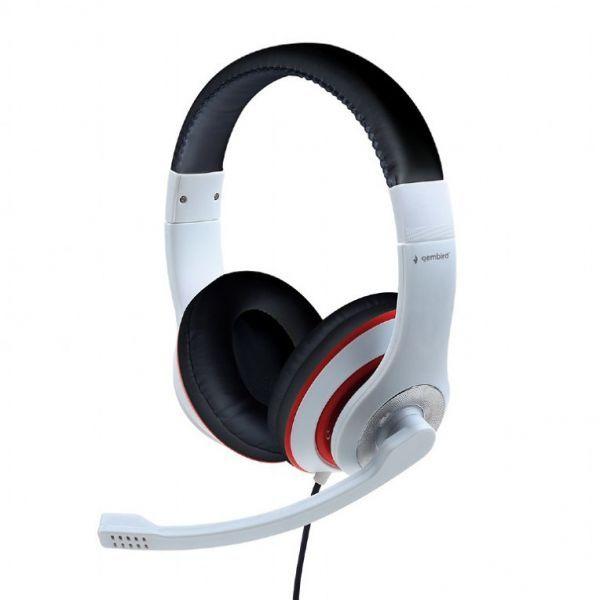 Headset Gaming GEMBIRD MHS-03-WTRDBK (Binaural - Com fios - Circum-aural - Preto, Vermelho e Branco) — miniatura 2