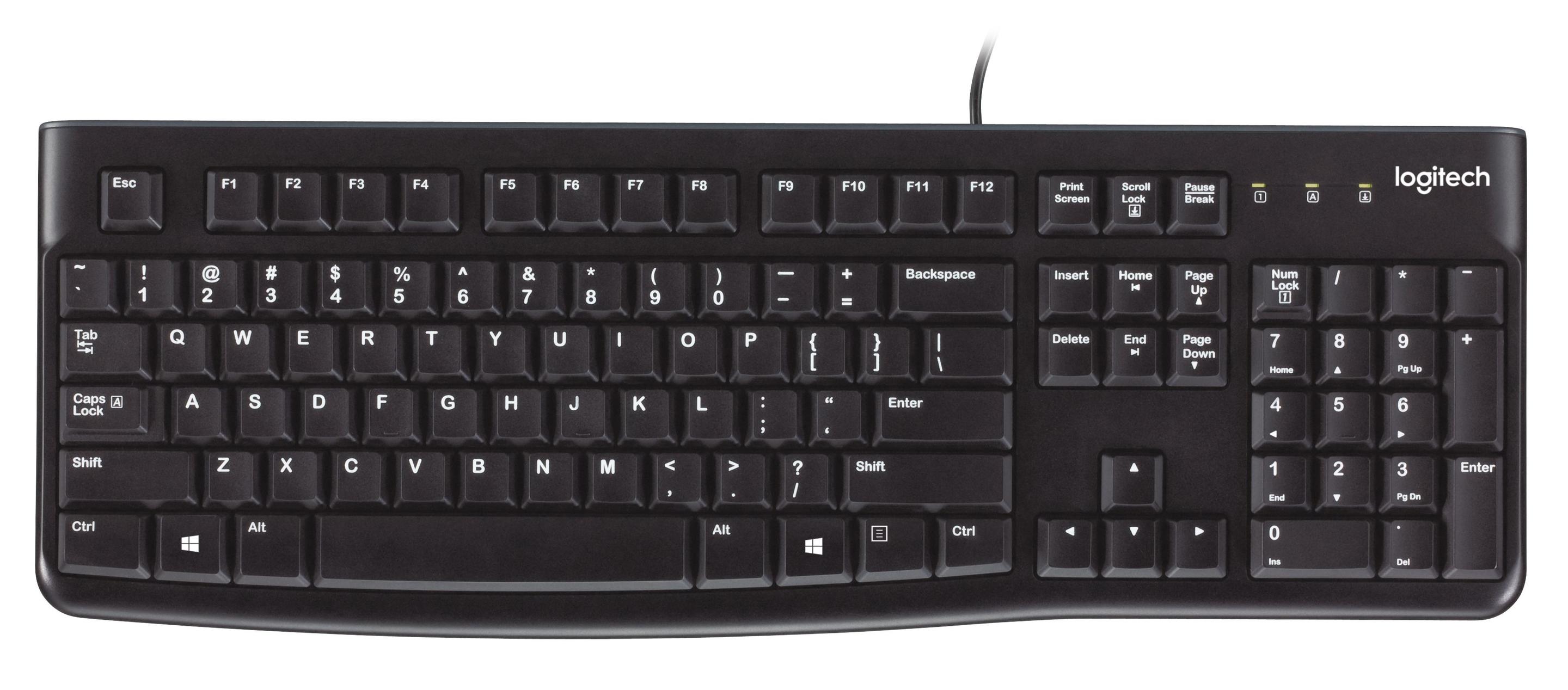 Teclado LOGITECH K120 (Estados Unidos - Tamanho completo - USB - Preto), miniatura 3