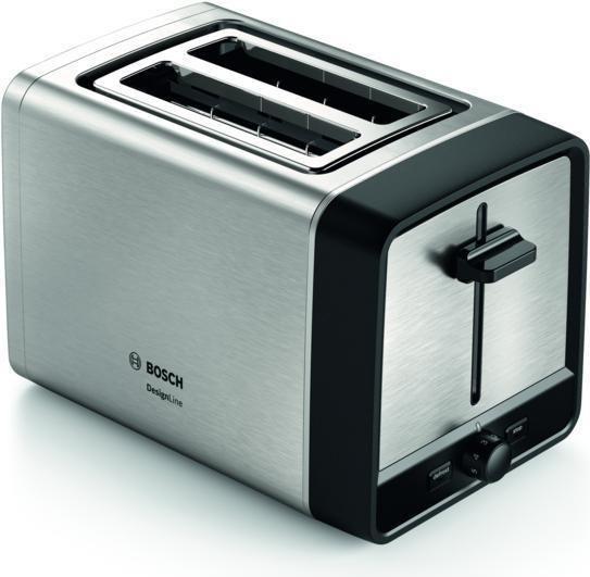 Torradeira BOSCH TAT5P420 (970 W - 2 fatias - Aço inoxidável - Preto e Inox)