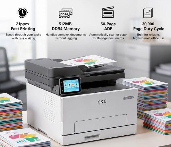 Impressora Laser a Cores Multifuncional G&G GM2010CDW (Laser a cores) — miniatura 3