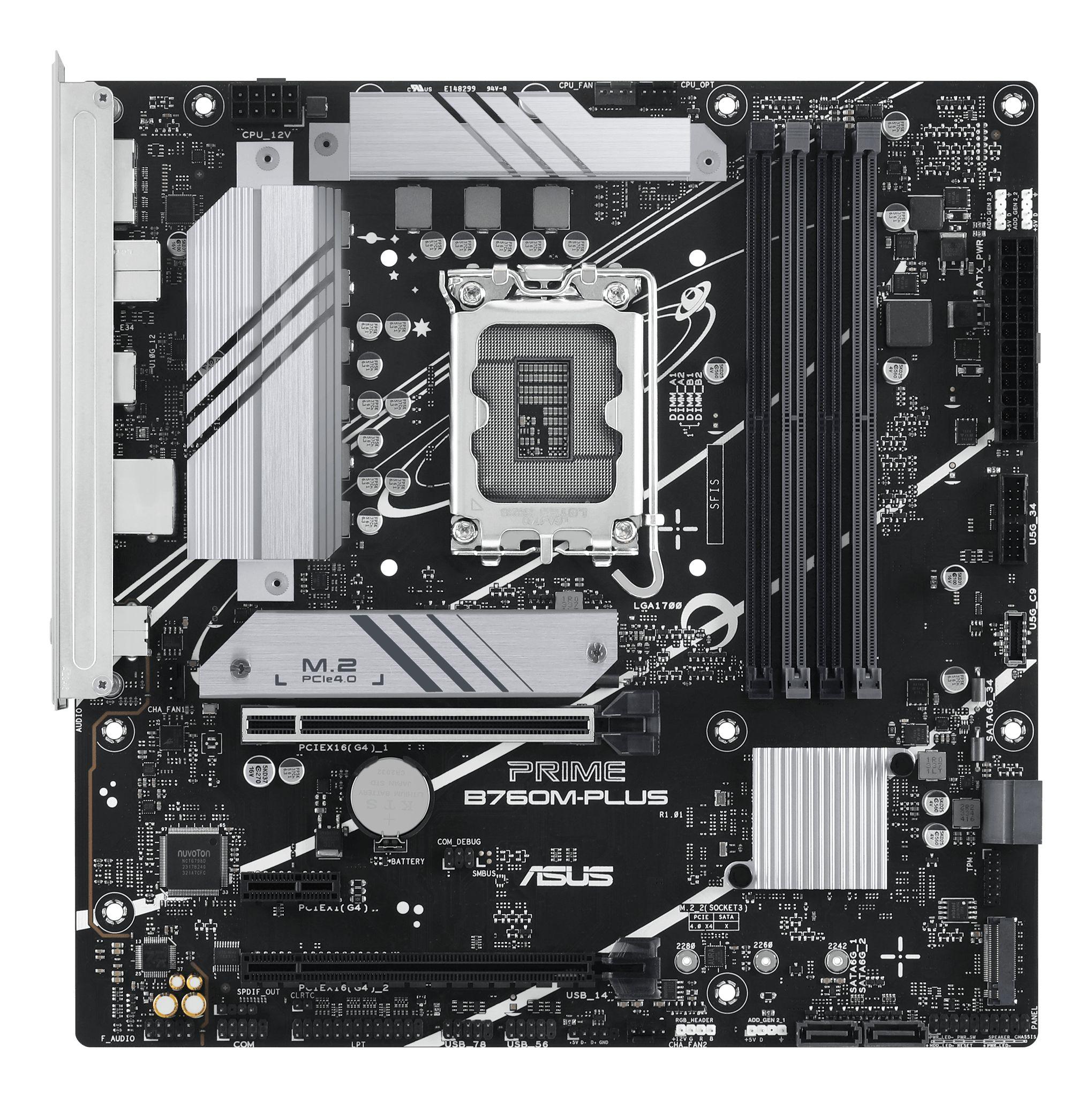 Motherboard ASUS Prime B760M-PLUS (LGA 1700 - Micro ATX - Duplo canal - Transparente), miniatura 2
