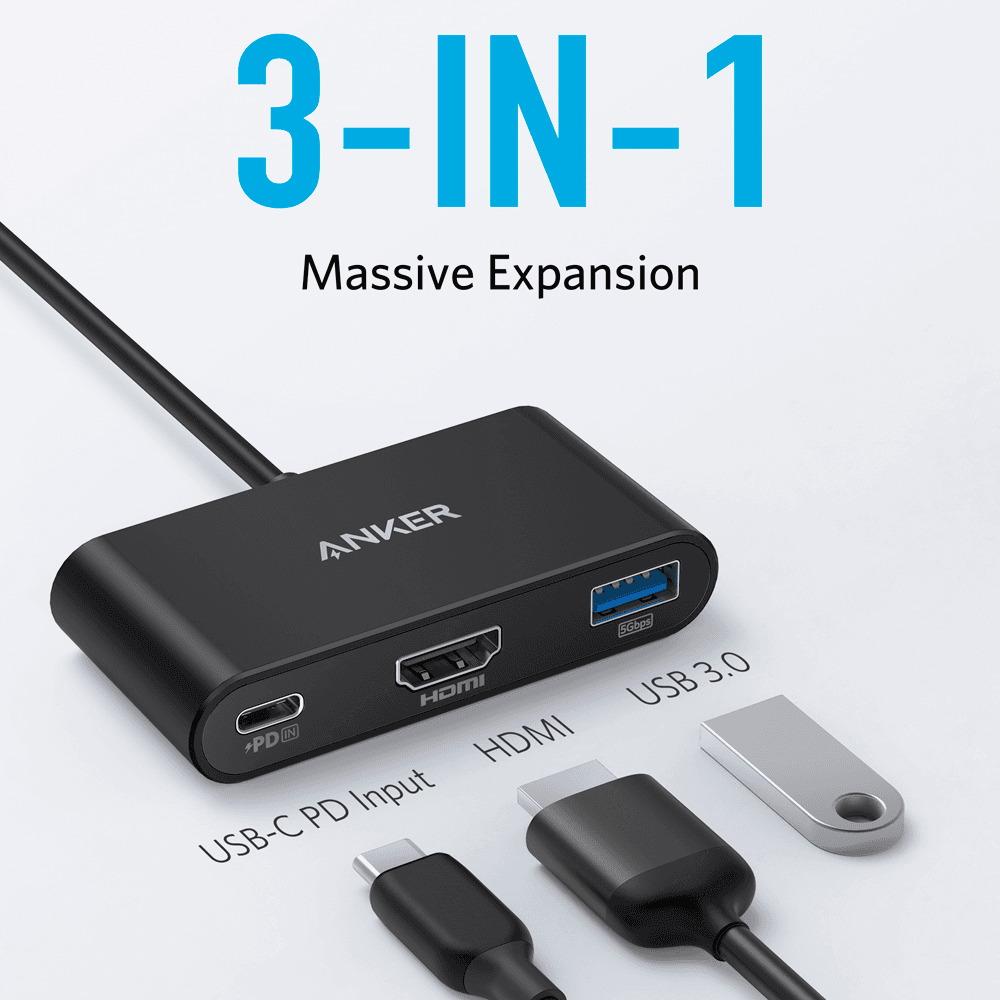 Hub USB-C ANKER PowerExpand 3 em 1 A8339HA1 (Preto), miniatura 2