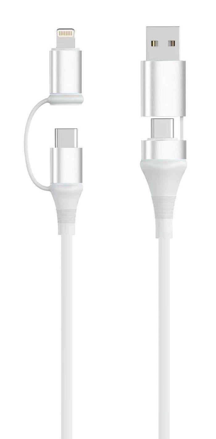 Cabo USB 4 em 1 EWENT EC1076 (2 m - USB-A/USB-C - USB-C/Lightning - Branco)
