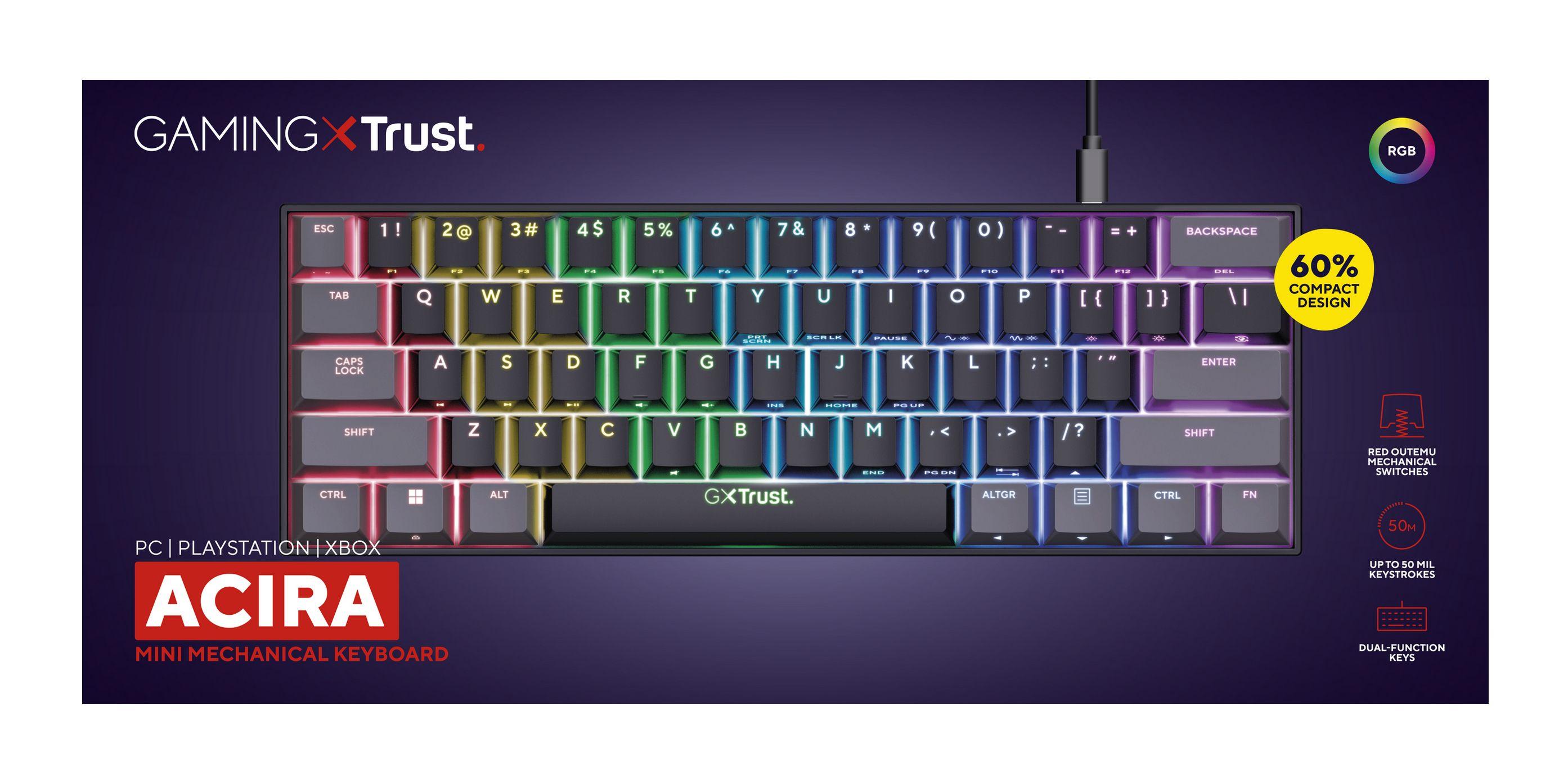 Teclado TRUST GXT 867 Acira (Inglês - Outemu Red - 60% - Preto), miniatura 6