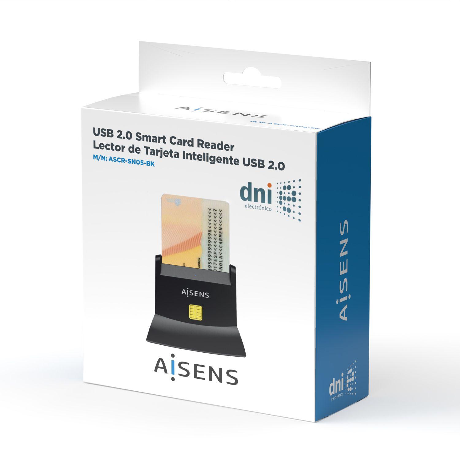 Leitor de Cartões Inteligentes AISENS ASCR-SN05-BK (USB 2.0 - Preto), miniatura 3
