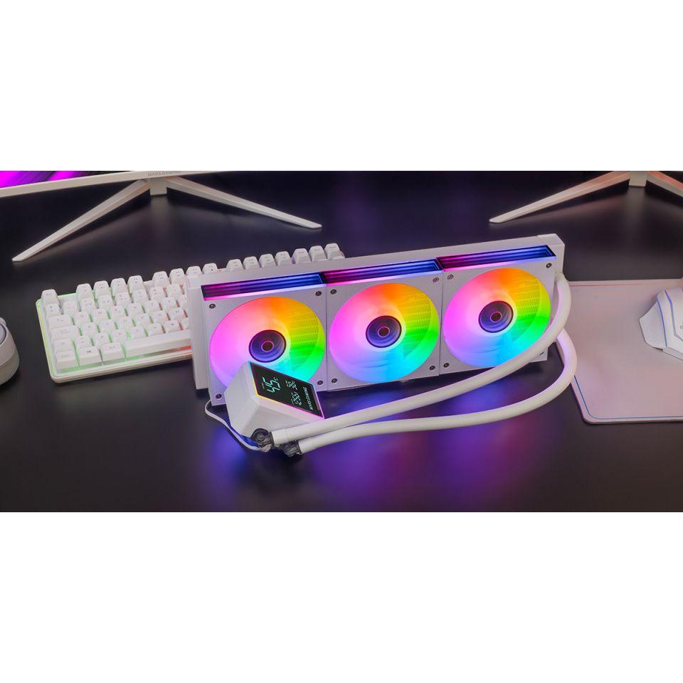 Sistema de Refrigeração Líquida para CPU MARS GAMING ML-LCDPRO360W (360 mm - LCD 2,8″ - ARGB - Branco) — miniatura 5