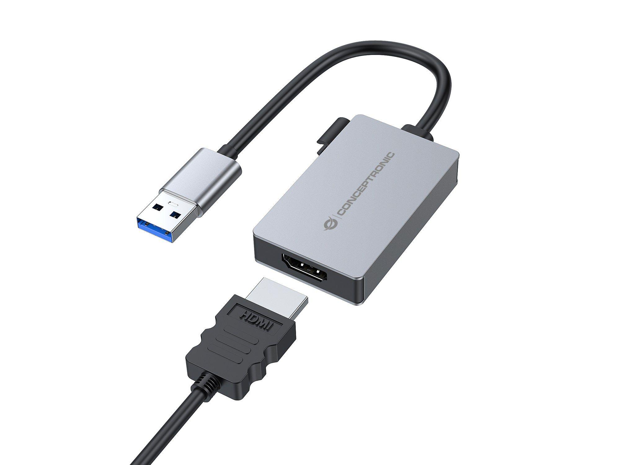 Adaptador USB-A para HDMI CONCEPTRONIC ABBY22G (0,16 m - USB Type-A - Windows 10, Windows 11 - Cinzento), miniatura 2