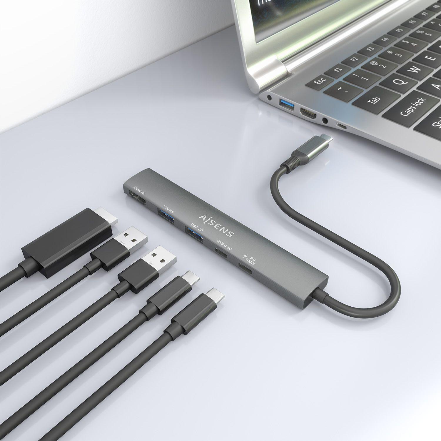 Dock USB-C AISENS ASUC-5P022-GR (0,15 m - Cinzento), miniatura 6