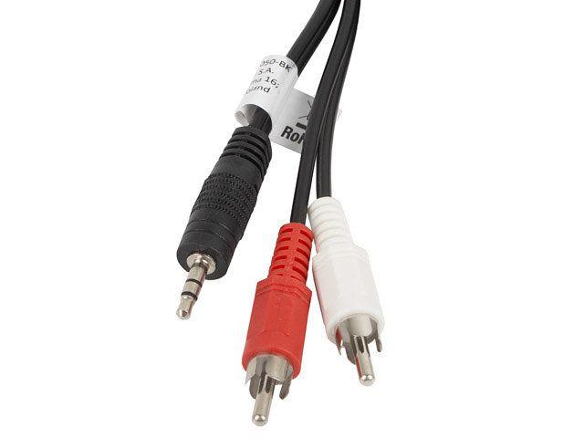 Cabo de Áudio Estéreo LANBERG CA-MJRC-10CC-0050-BK (5 m - Mini Jack de 3,5 mm - 2 x RCA - Preto)
