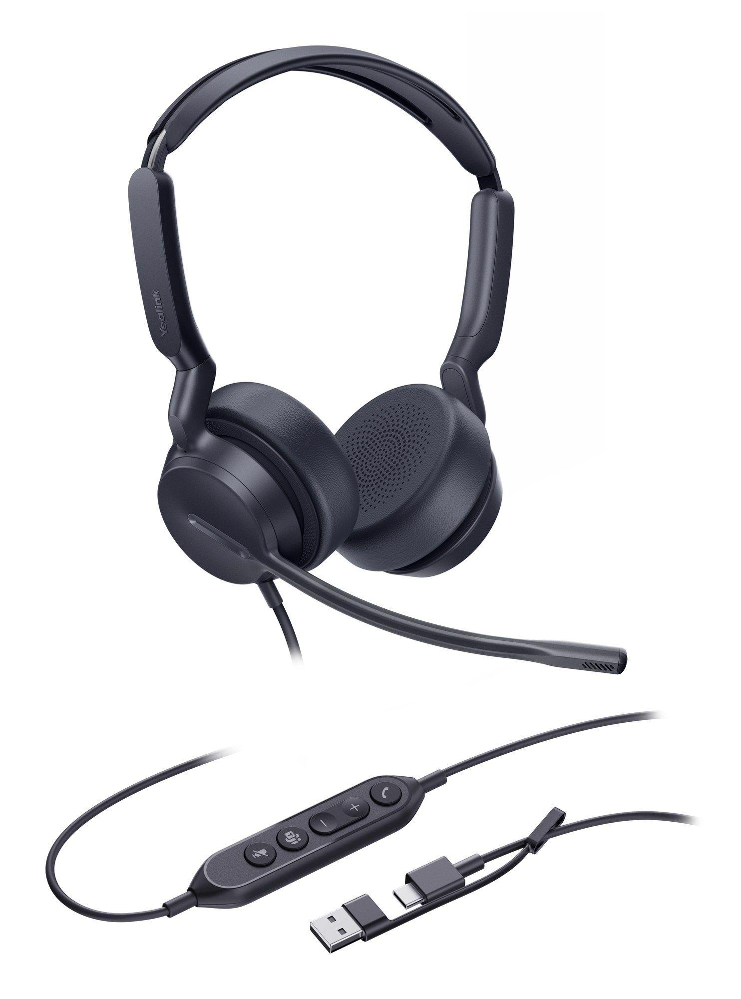 Headset YEALINK UH42 Dual Teams (Binaural - Com fios - Supra-aural - Preto)