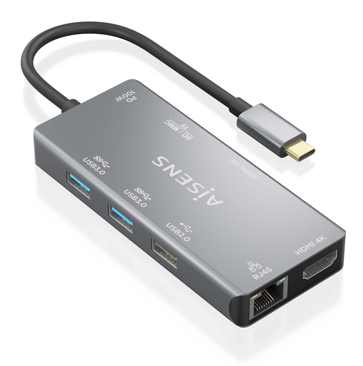 Dock USB-C AISENS ASUC-9P018-GR (0,15 m - Cinzento), miniatura 2