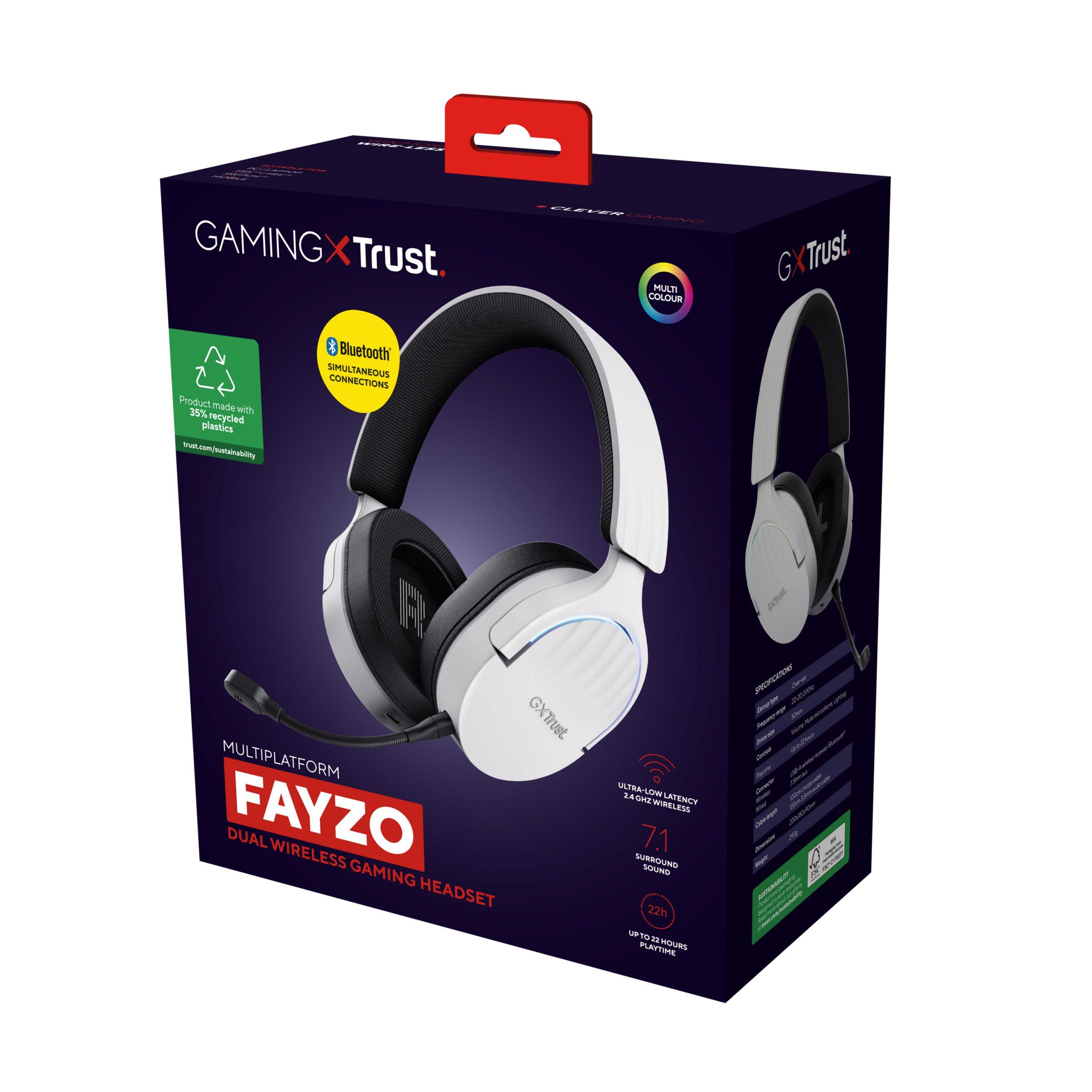 Headset Gaming TRUST GXT 491W Fayzo Wireless (Binaural - Com fios e sem fios - 5 cm - Branco), miniatura 7