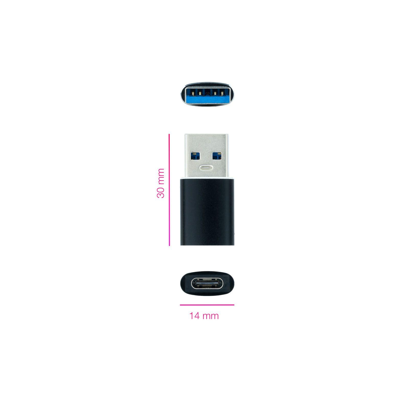 Adaptador USB-A para USB-C NANOCABLE 10.02.0012 (USB A - USB C - Preto) — miniatura 2