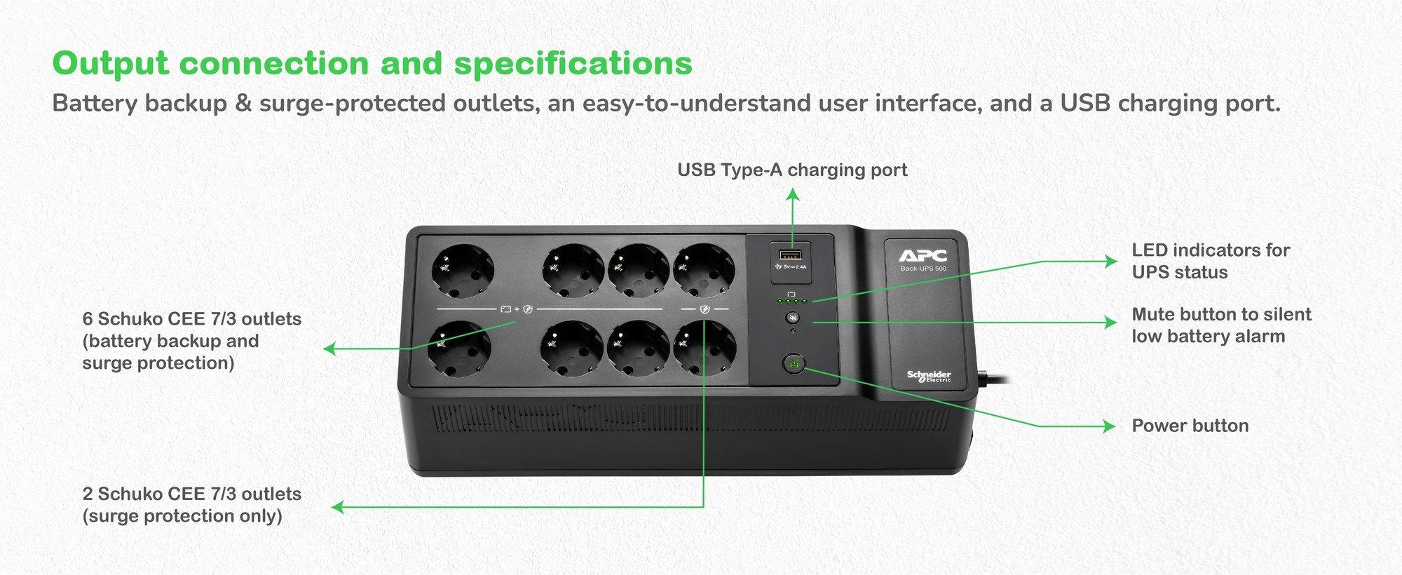 Sistema de Alimentação Ininterrupta (UPS) APC BE500G2-GR (Preto) — miniatura 4