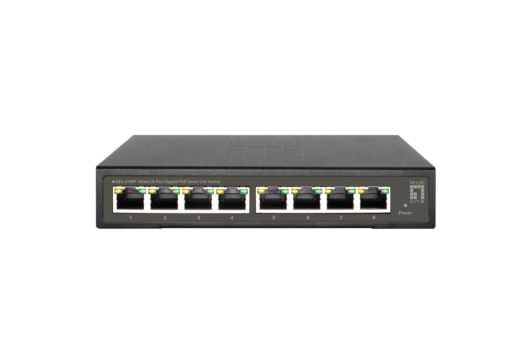 Switch Gerido LEVELONE GES-2108P (Gigabit Ethernet - 1,5 MB - 16 Gbit/s - Preto)
