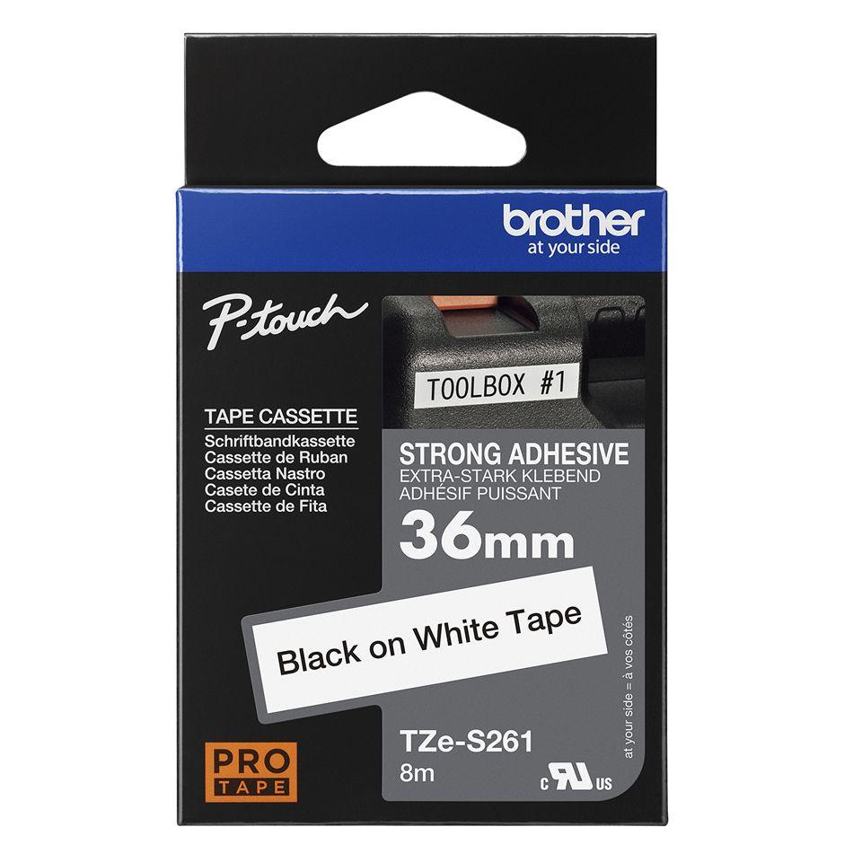 Fita para Rotuladora BROTHER TZe-S261 (Branco e Preto), miniatura 3