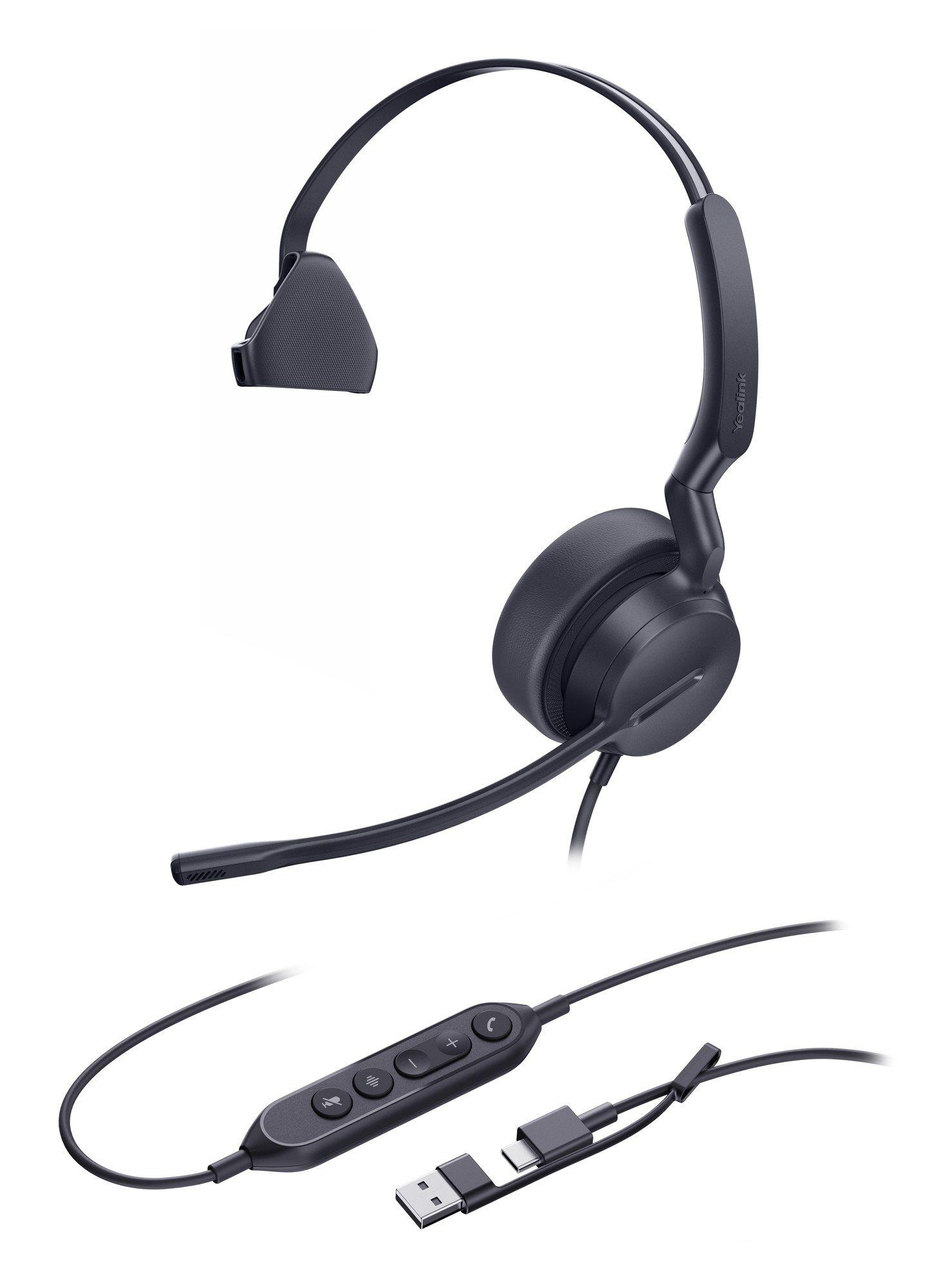 Auscultadores YEALINK UH42 Mono USB-C/A (Monofónicos - Com fios - Supra-aural - Preto)