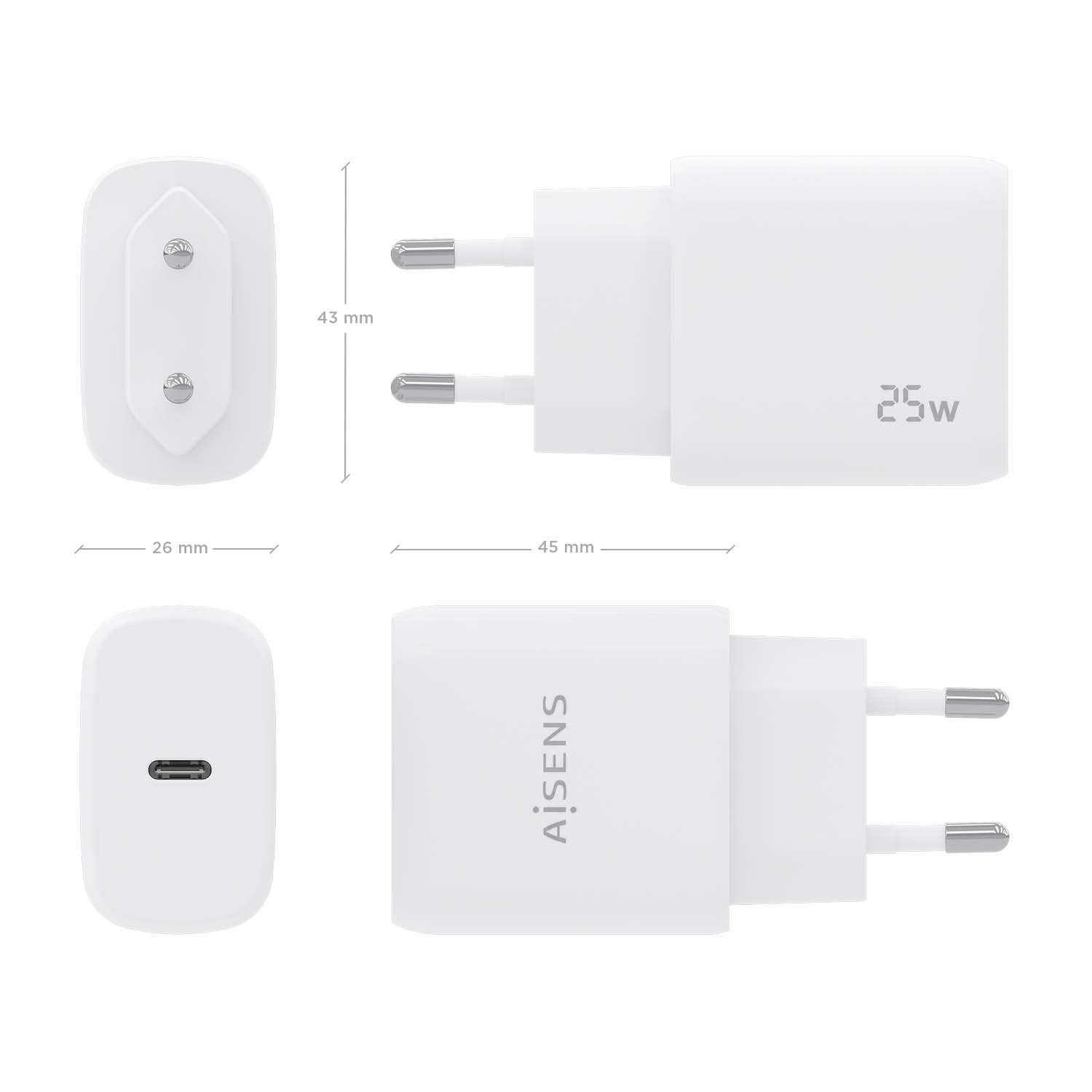 Carregador de Parede AISENS A110-0756 (25 W - Branco), miniatura 4