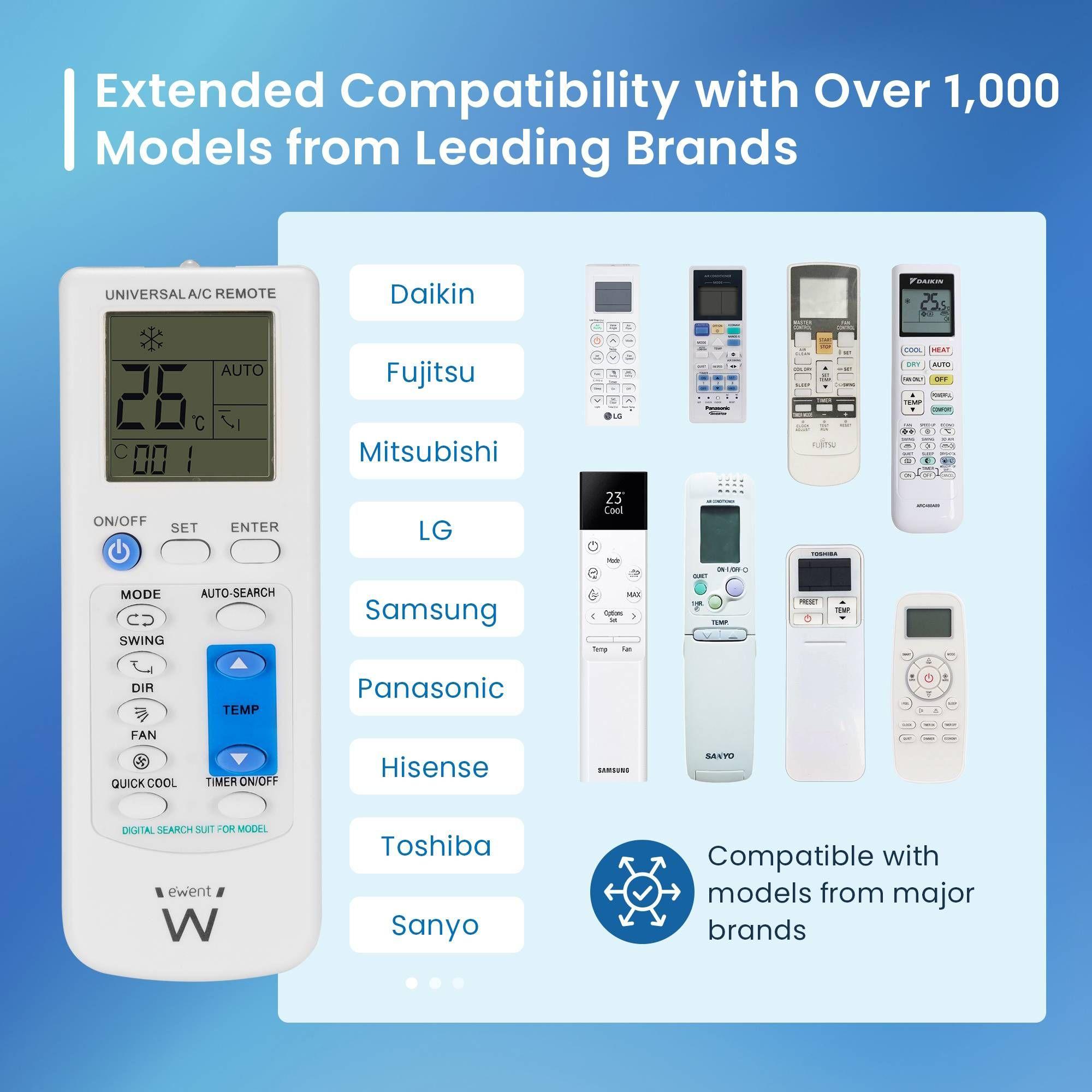 Controlo Remoto Universal para Ar Condicionado EWENT EW1579 (Altura 1,8 cm - Branco) — miniatura 3