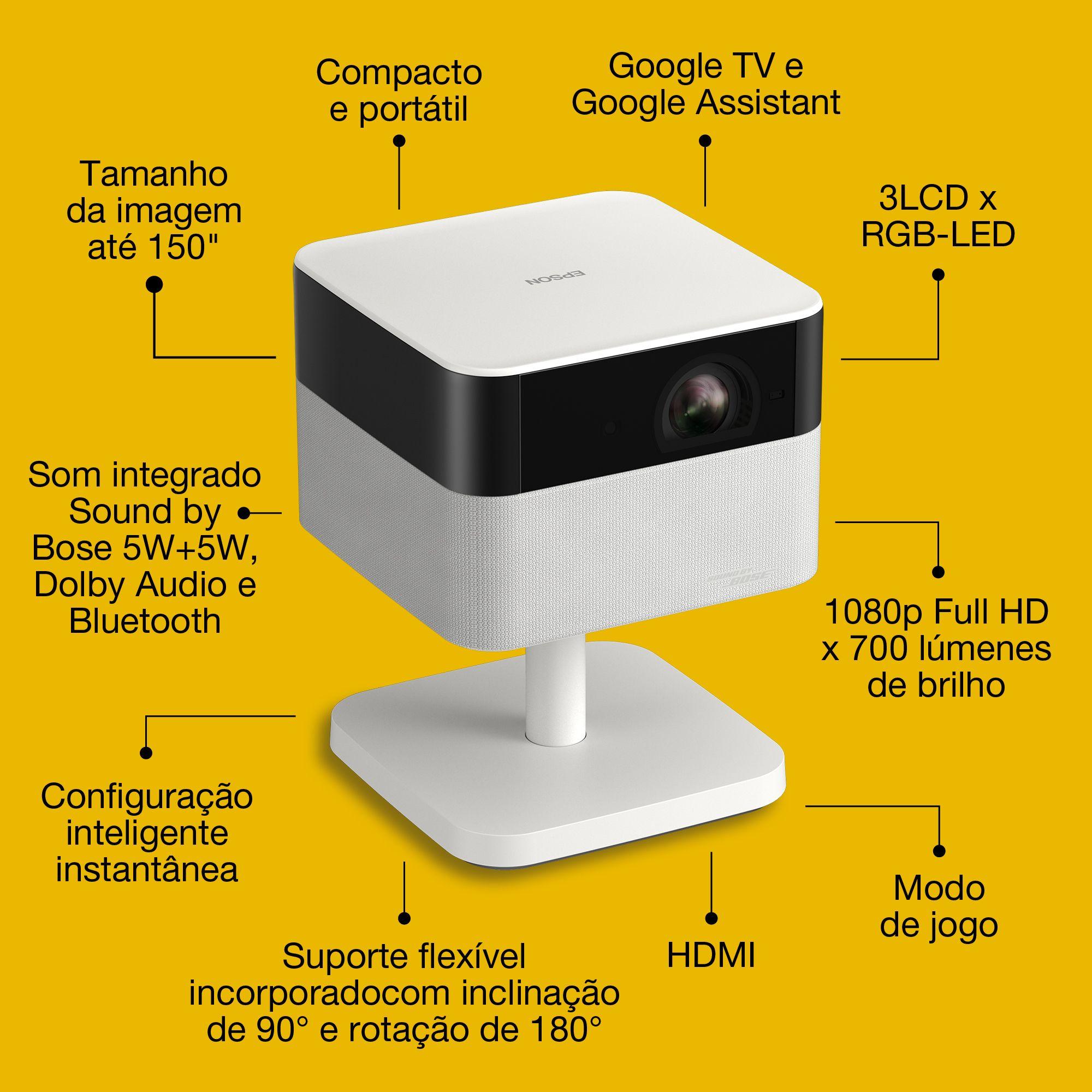 Projetor EPSON Lifestudio Flex Plus EF-71 (1080p - 30–150 polegadas - Google TV - Branco Diamante) — miniatura 7