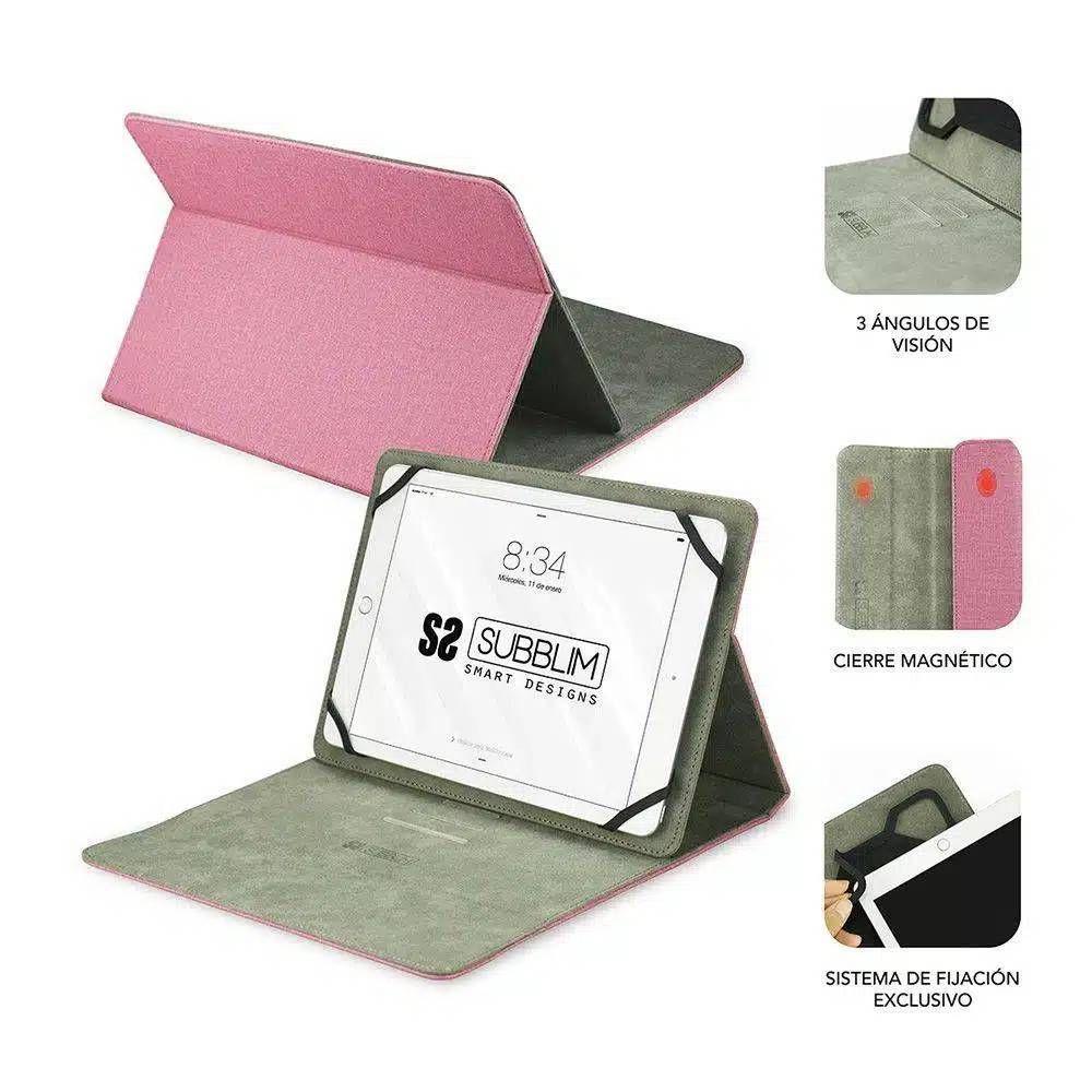 Capa Fólio SUBBLIM Clever Stand Case (Qualquer marca - Poliuretano - Rosa) — miniatura 4