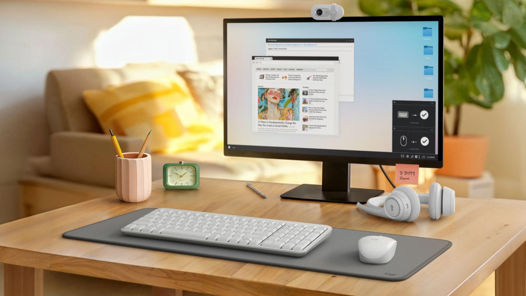 Teclado e Rato LOGITECH MK250 (Espanhol - Em linha reta - RF Wireless+Bluetooth - Branco) — miniatura 5