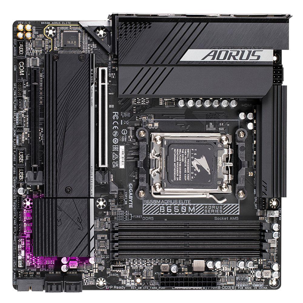 Motherboard GIGABYTE B650M AORUS ELITE (AM5 - Micro ATX - DDR5-SDRAM - Preto), miniatura 3