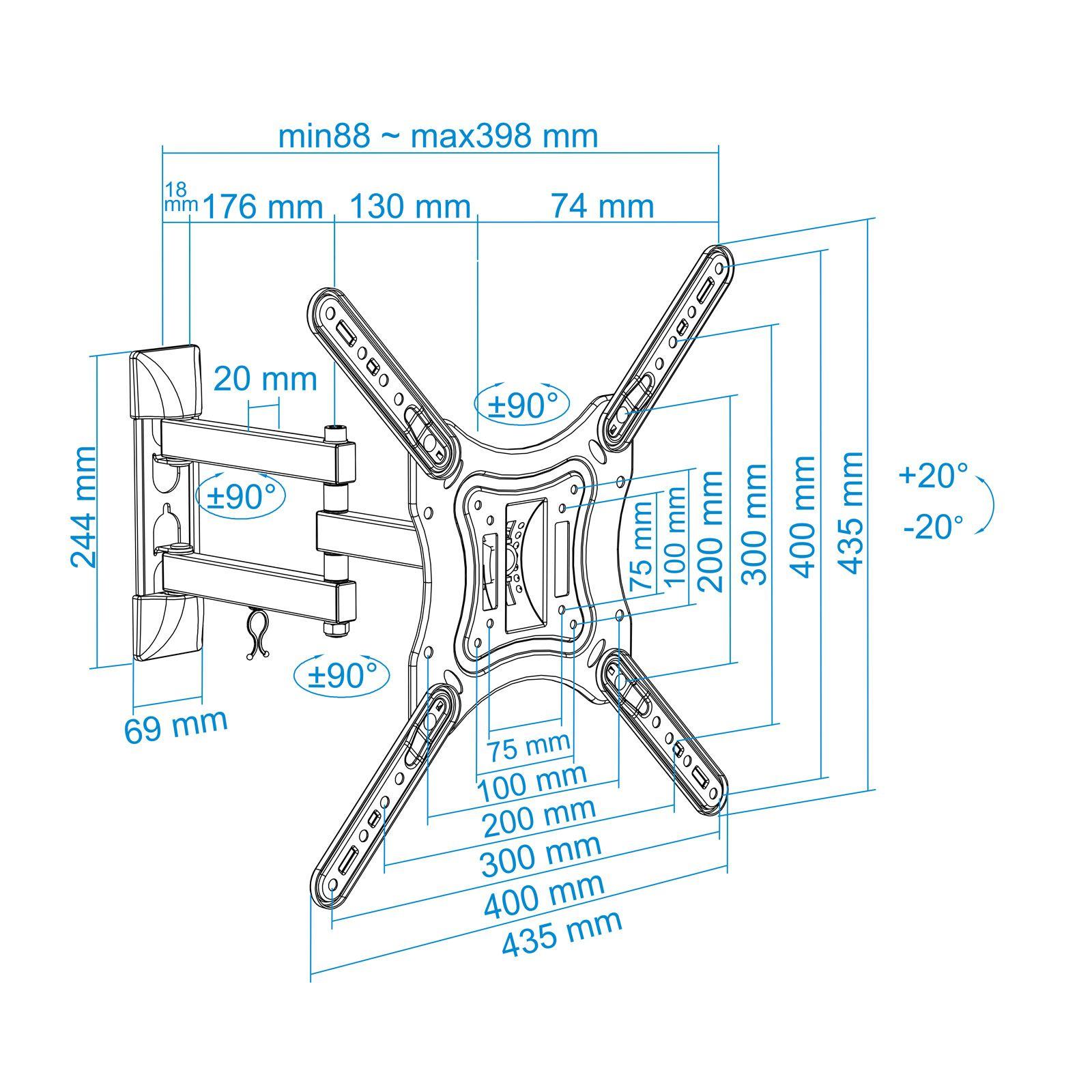 Suporte de Parede para TV TOOQ LP6055TN-B (23-55" - VESA 400x400 mm - 30 kg - Preto), miniatura 9