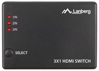 Switch HDMI LANBERG SWV-HDMI-0003 (0,8 m - 2.0b - 60 Hz - Preto), miniatura 3