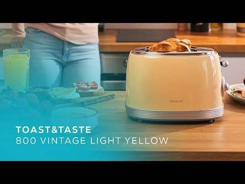 Torradeira CECOTEC Toast&Taste 800 Vintage (850 W - 2 fatias - Cromado, Aço inoxidável - Amarelo), miniatura 2
