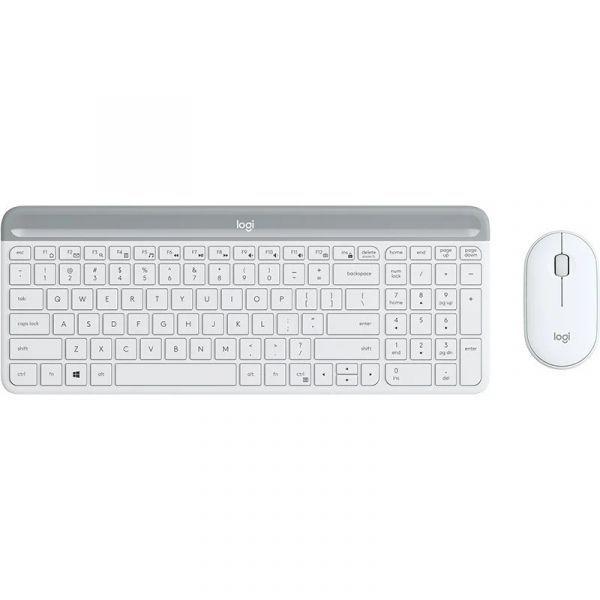 Teclado e Rato LOGITECH MK470 Slim (Francês - Tamanho completo - RF Wireless - Branco)