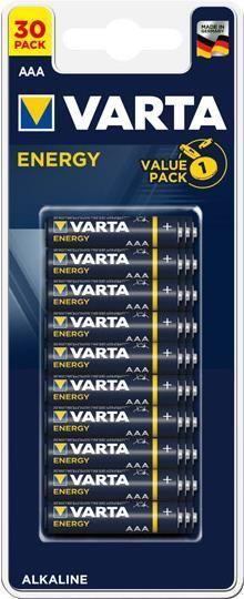 Pilhas Alcalinas VARTA Energy AAA (LR03 - 30 Unidades - 1,5 V)