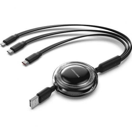 Cabo USB VENTION TRJBBE (40 cm a 1,1 m - USB-A - 2x USB-C e Lightning - Preto)