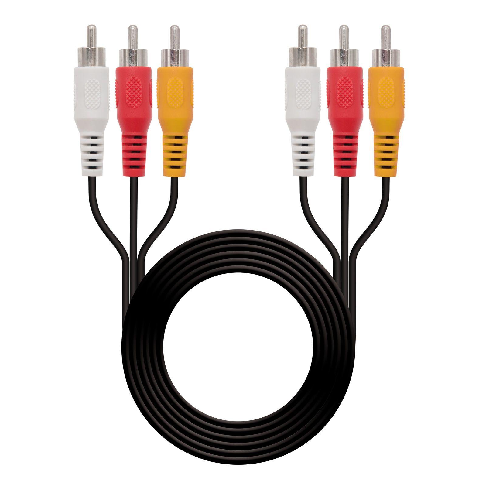 Cabo de Áudio e Vídeo Composto NANOCABLE 10.24.0830 (3x RCA - 30 m - Preto)