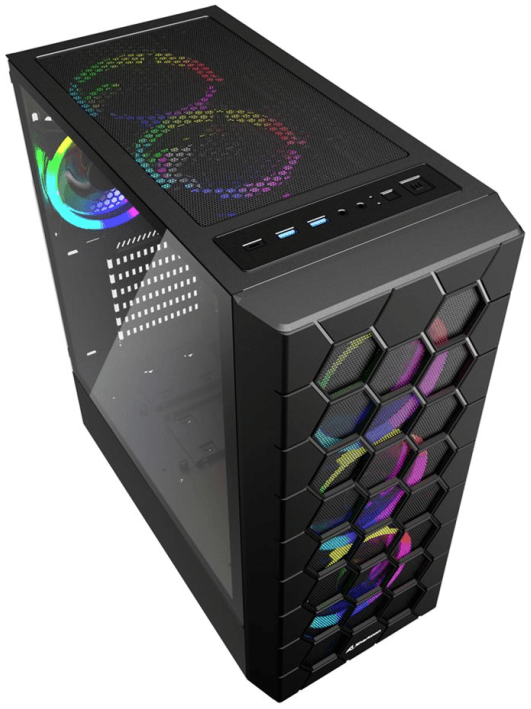 Caixa ATX Gaming SHARKOON RGB HEX (ATX, Micro ATX, Mini-ITX - Midi Tower - 15,8 cm - Preto) — miniatura 3