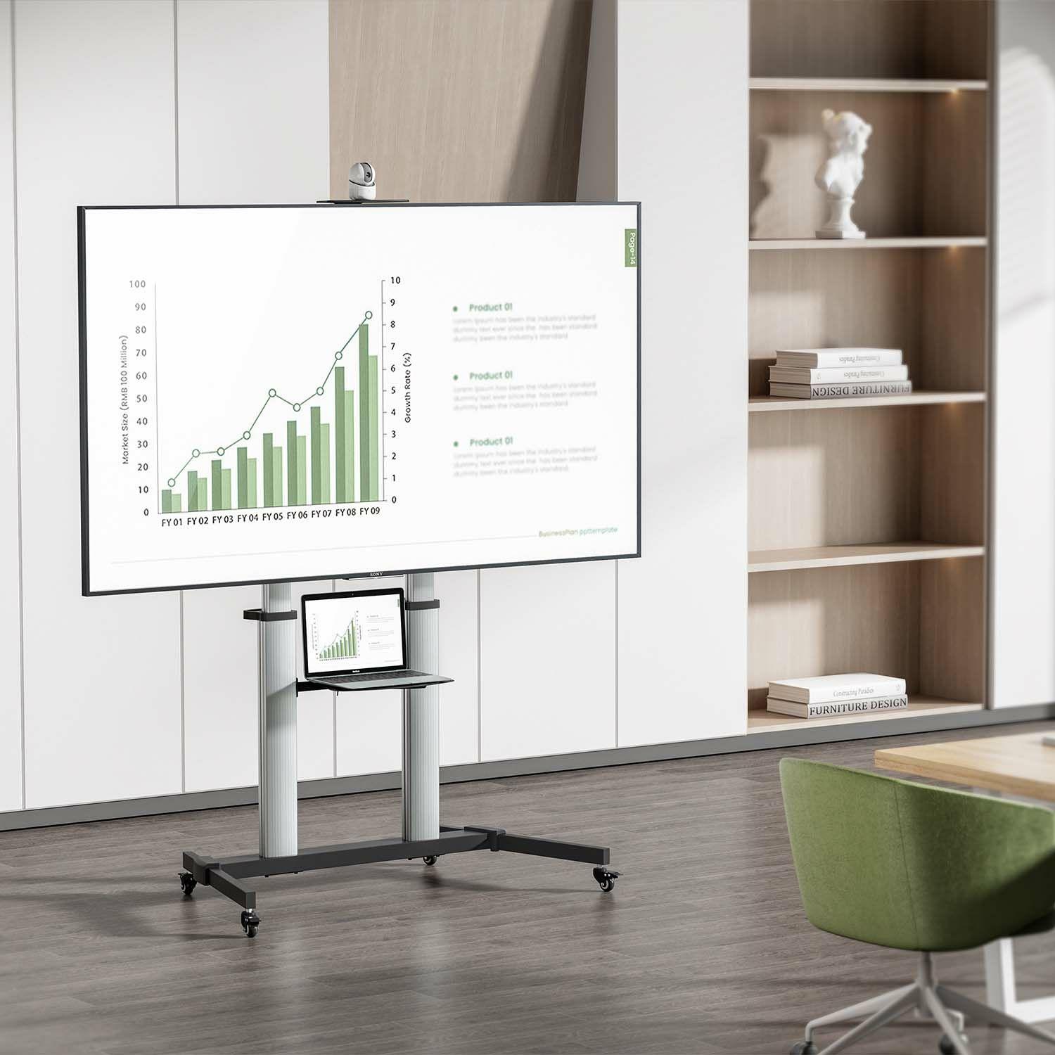 Suporte de Chão para TV AISENS FT100TE-259 (1000 x 600 mm - 200 x 200 mm - 2,54 m - Preto e Prateado), miniatura 3