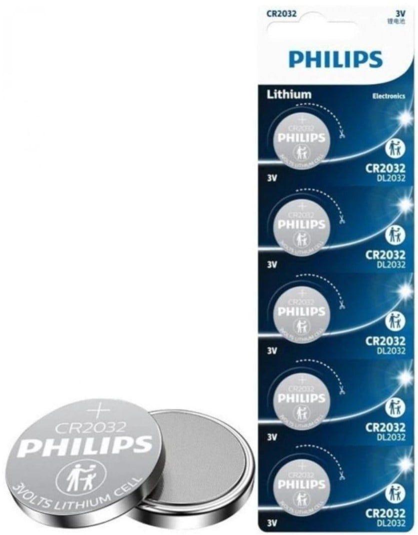 Pilha de Botão PHILIPS CR2032P5/01B (Lítio 3V - Pack de 5) — miniatura 3