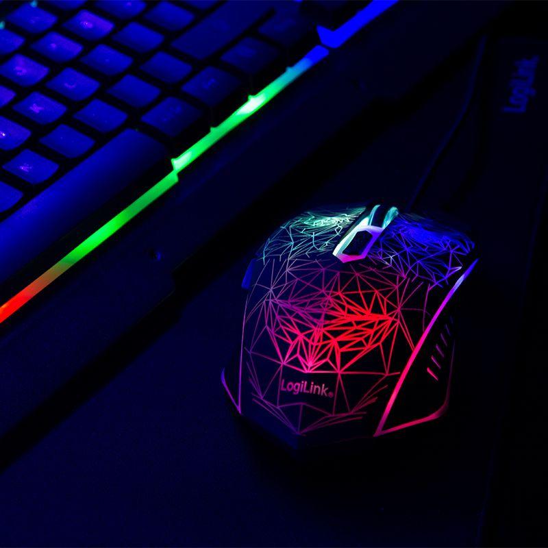 Conjunto Teclado, Rato e Tapete Gaming LOGILINK ID0185 (Inglês - Membrana - Tamanho completo - Preto) — miniatura 7